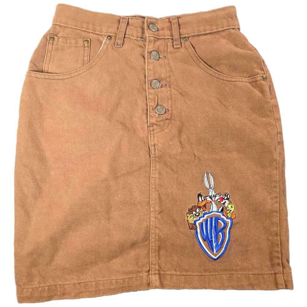 Vintage Acme‎ Clothing Co Looney Tunes Denim Mini Skirt Warner Bros 25 Waist
